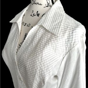 3X Peter Martin Pleated Blouse White NWOT